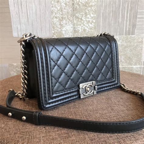 calfskin chanel boy bag|small black quilted chanel bag.